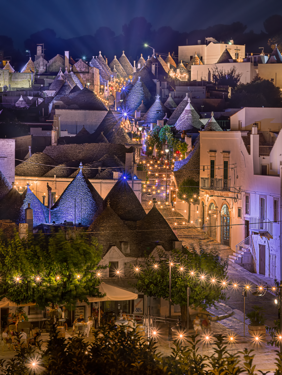 View of Alberobello by night.